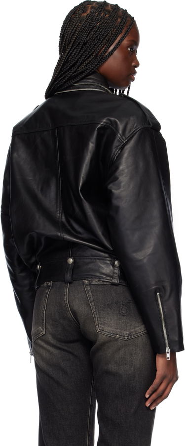 Bomber bunda R13 R13 Zip Collar Motorcycle Leather Jacket Čierna | R13WR344-R450B, 2