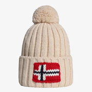 Beige Knitted Pom-Pom Beanie