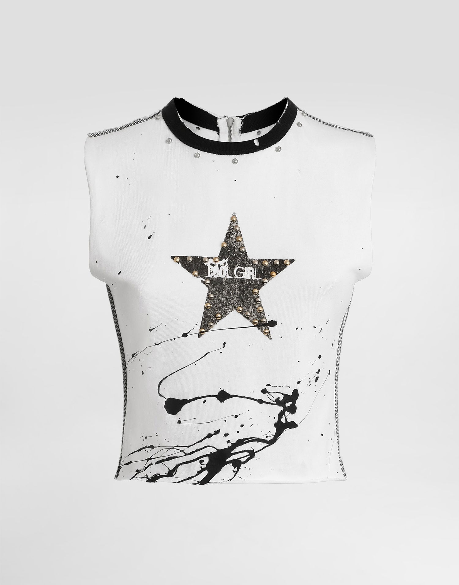 Tričko Dolce & Gabbana Dolce & Gabbana Sleeveless Jersey T-Shirt with Star Print Biela | F8W00TGDDHWS9000, 0