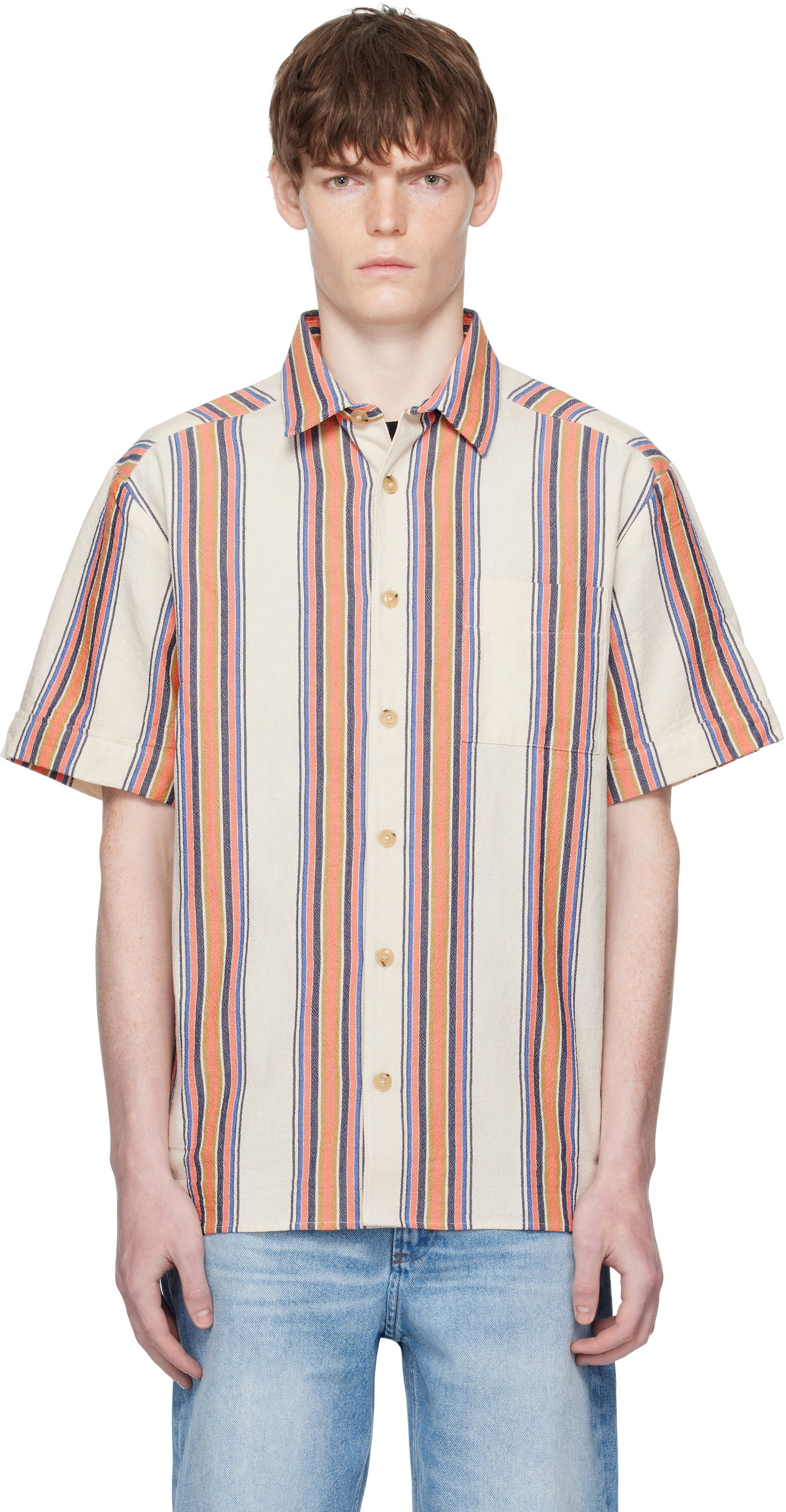 Košeľa A.P.C. A.P.C. Ross Striped Linen Short-Sleeve Button-Down Shirt Rôznofarebný | COHIA-H12541, 0