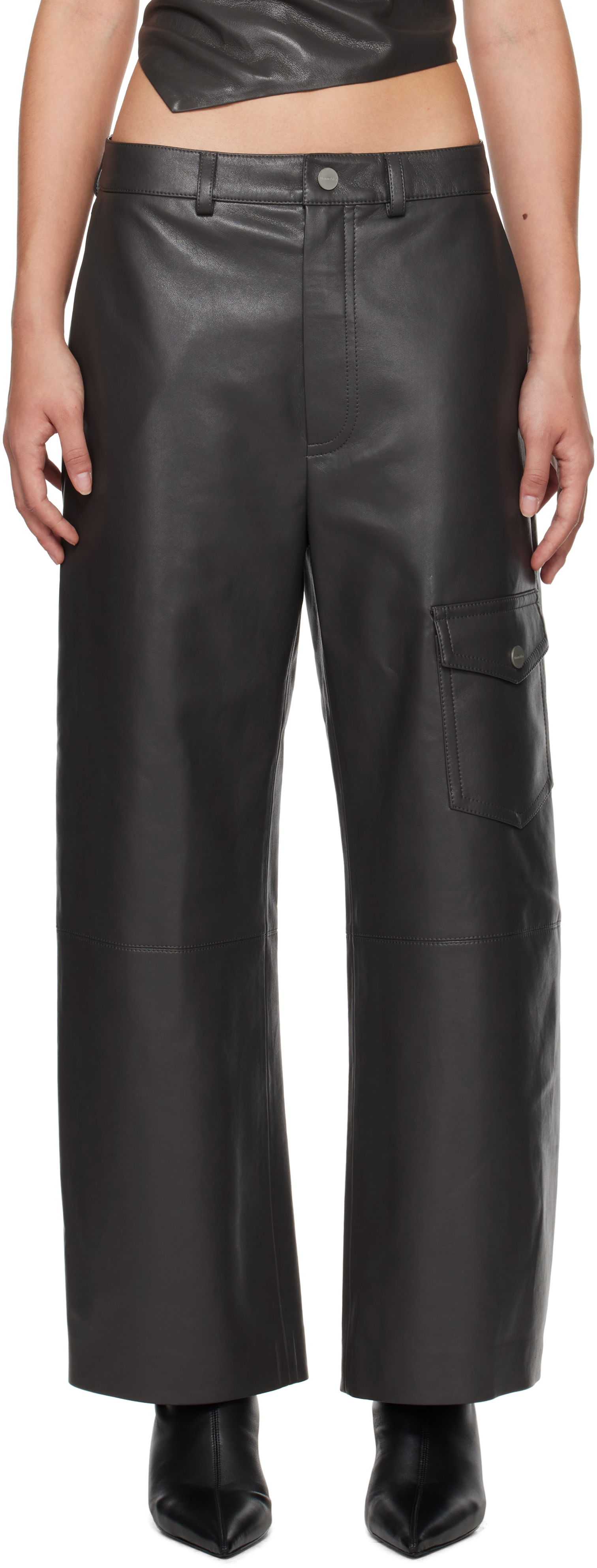 Regenerated Leather Wide Leg Pants