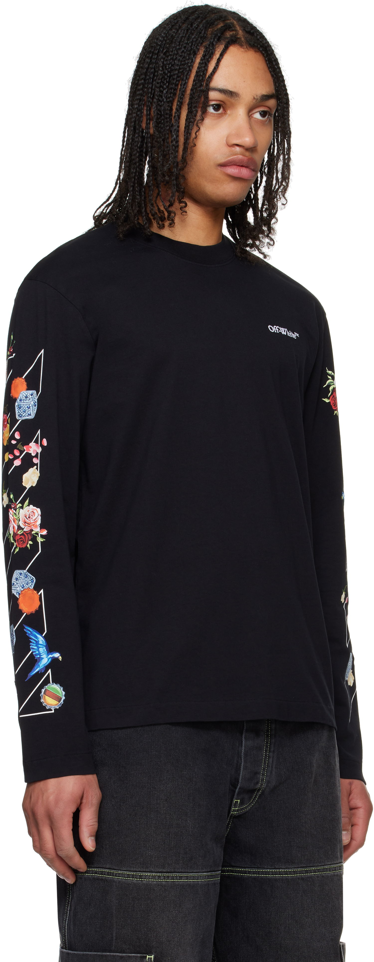 Tričko Off-White Off-White Fresco Diag Long Sleeve T-Shirt Čierna | OMAB086S25JER0011001, 1