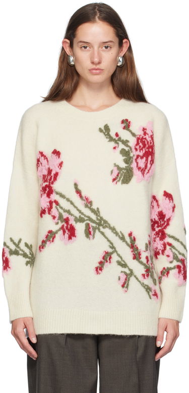 Sveter Blumarine Blumarine Jacquard Rose Crewneck Sweater Biela | A422M490A, 0