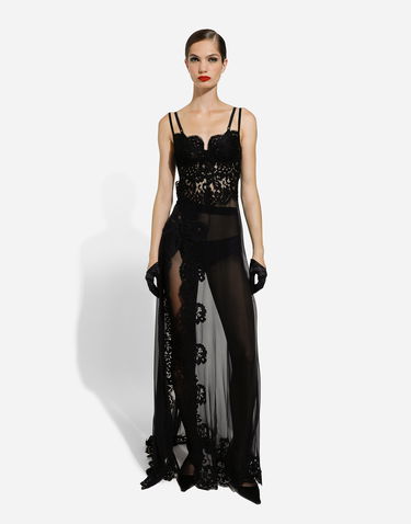Šaty Dolce & Gabbana Slip Maxi Dress Čierna | F6JMETFU1ATN0000, 2