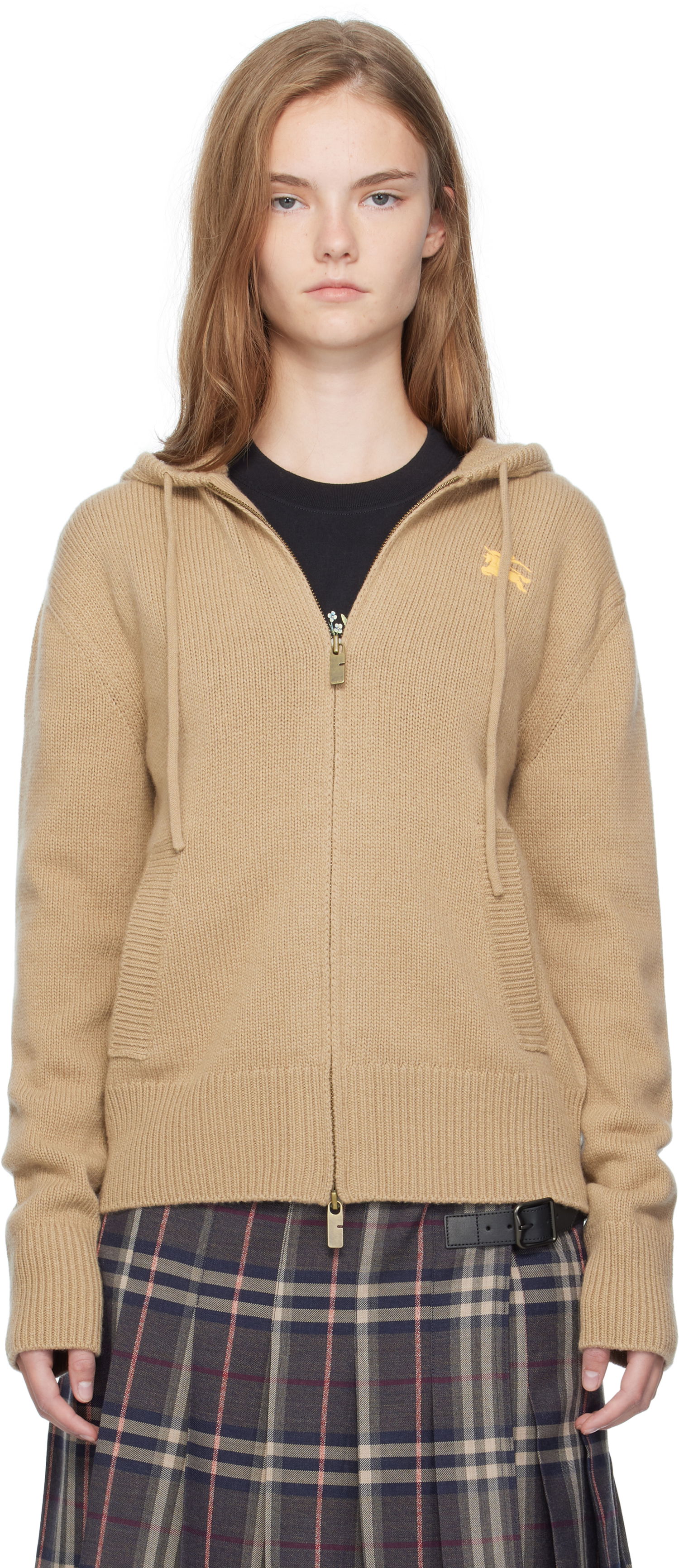 Mikina Burberry Burberry EKD Knit Zip Hoodie Béžová | 8110687, 0
