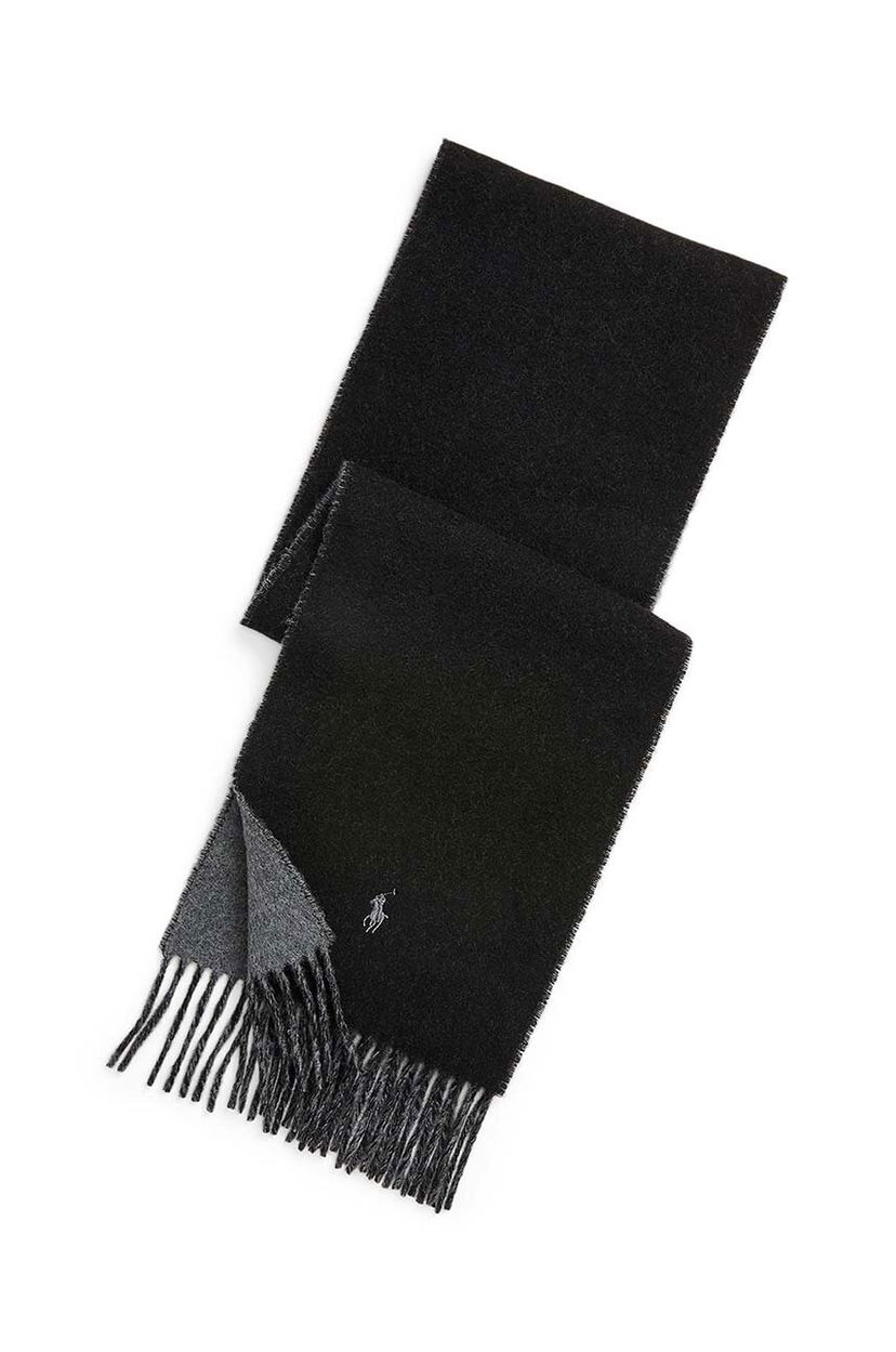 Šál Polo by Ralph Lauren Polo Reversible Wool-Blend Fringed Scarf Čierna | 449959334