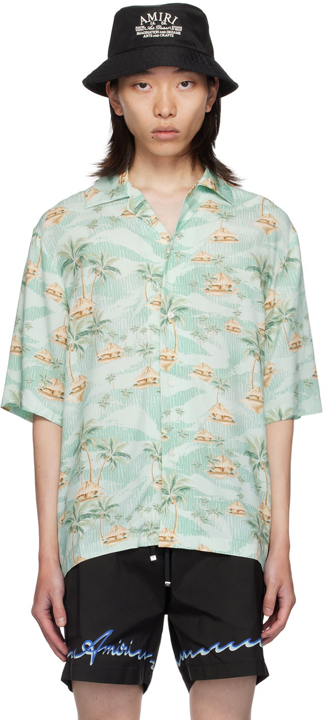 Košeľa AMIRI Repeat Palm Print Shirt Zelené | AMSTBW1014, 0