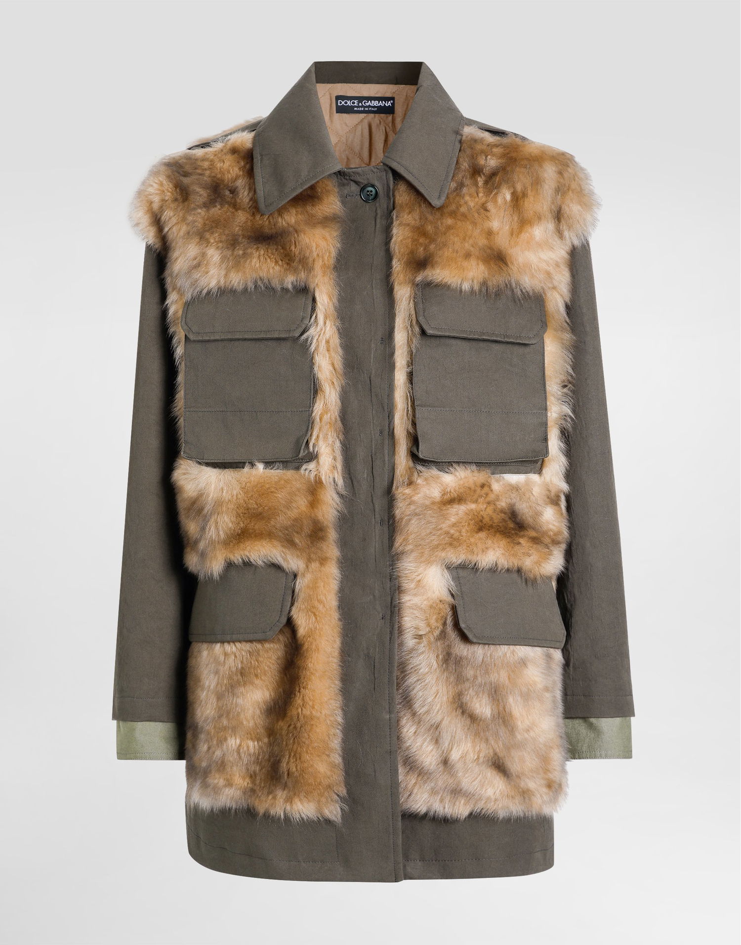 Bunda Dolce & Gabbana Dolce & Gabbana Women's Fur and Gabardine Long Jacket Zelené | F9T60ZHUMV1V0688, 0