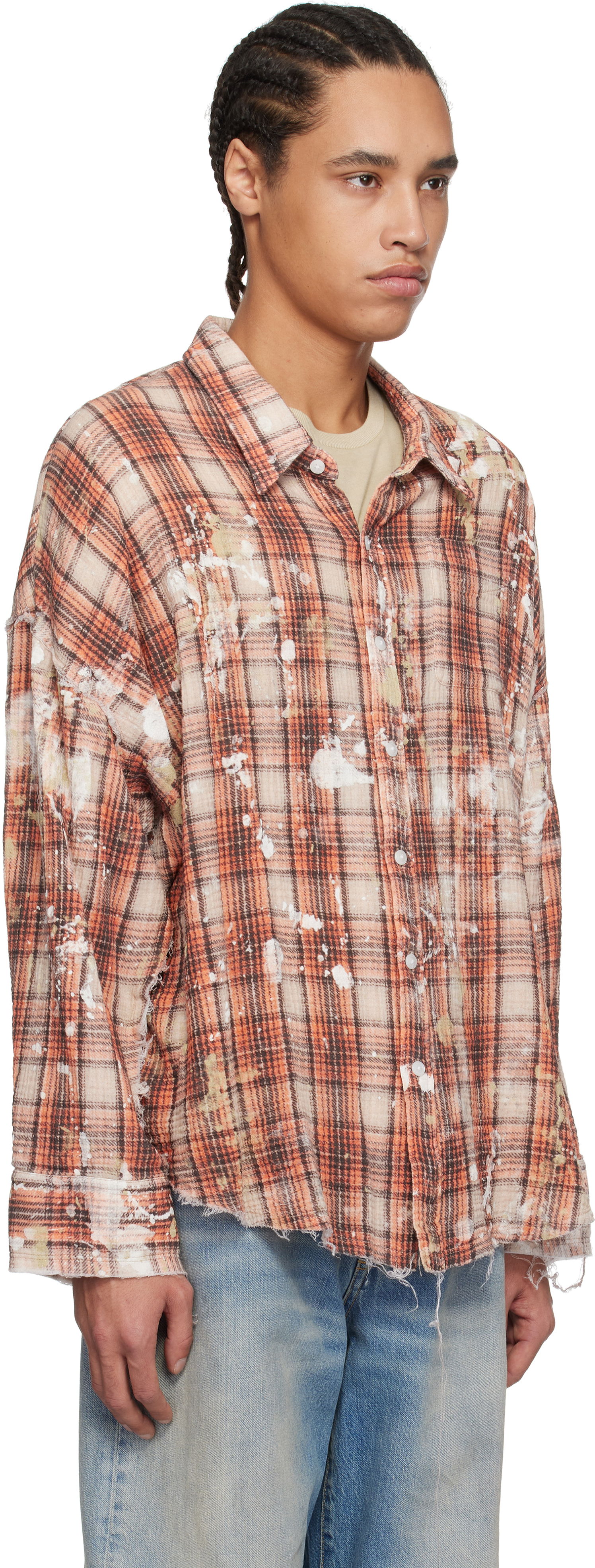 Košeľa R13 R13 Shredded Seam Drop Neck Shirt Oranžová | R13MR075-R472B, 1