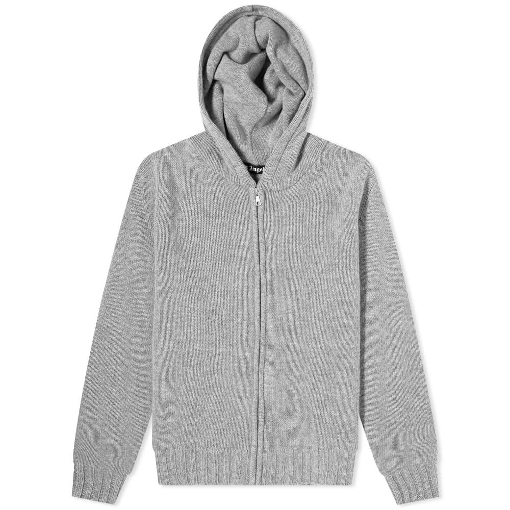 Mikina Palm Angels Curved Logo Zip Hooded Knit Šedá | PMHA045F21KNI0010901, 0