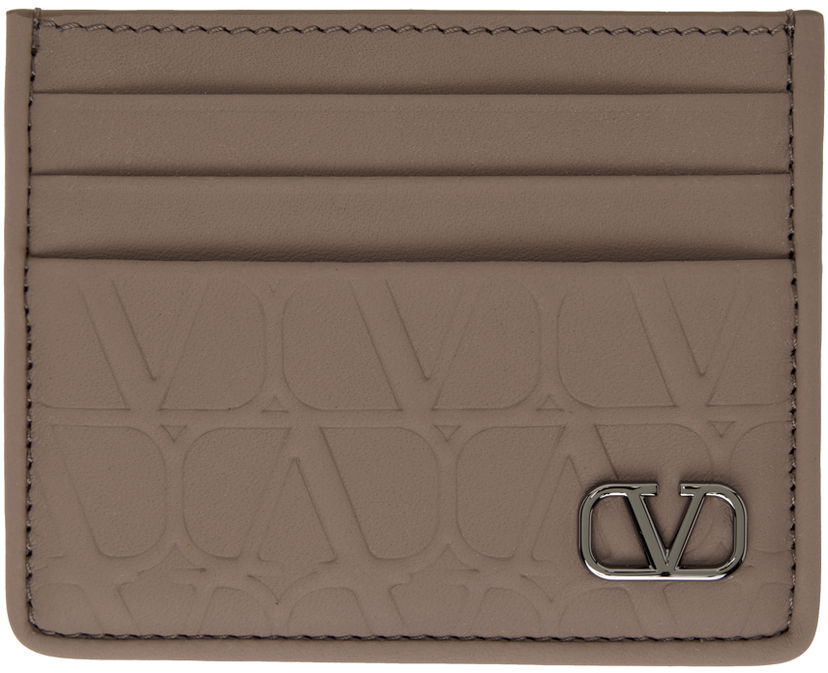 Peňaženka Valentino Garavani Embossed Card Holder "Taupe" Hnedá | 4Y2P0S49KXM