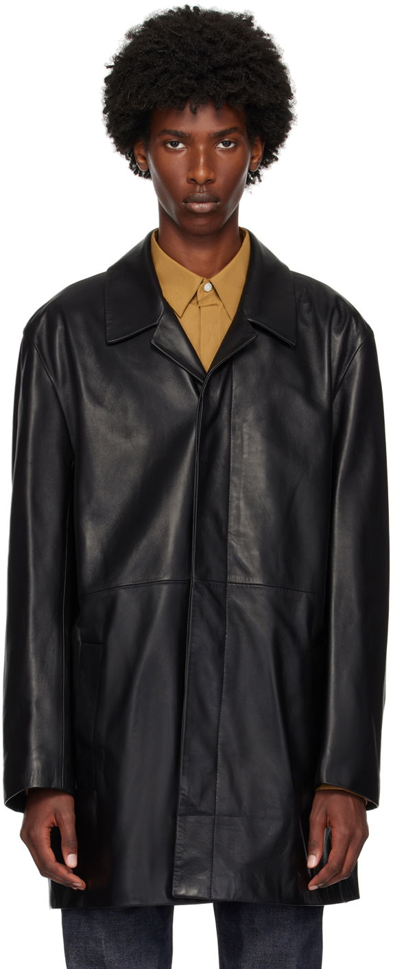 Bunda CALVIN KLEIN Black Long Leather Jacket Čierna | 81EM573, 0