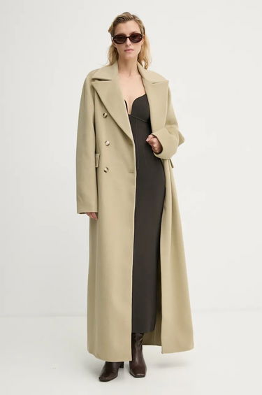 Kabáty Nanushka DAMIRA Double-Breasted Wool Coat Béžová | NW24PFSG27462, 1