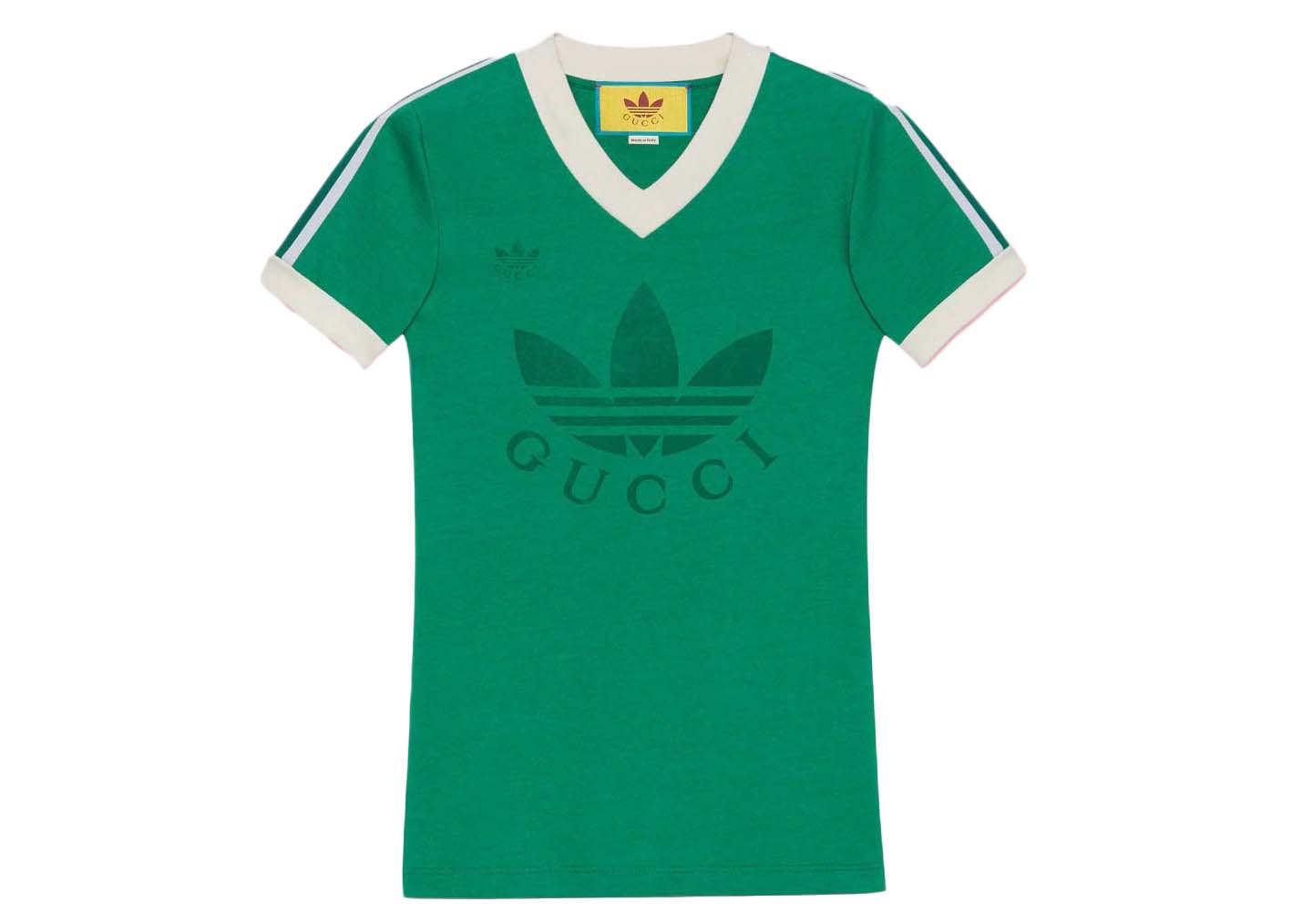 Tričko Gucci x adidas V-Neck T-Shirt Zelené | ‎693636 XJEBZ 3816, 0