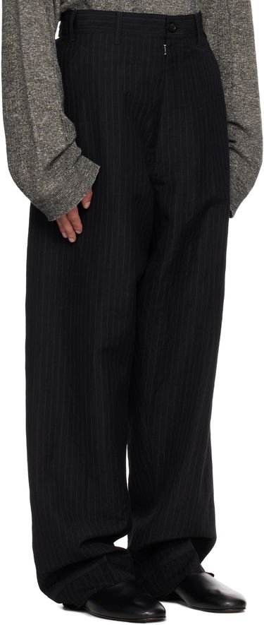 Nohavice Maison Margiela Maison Margiela Pinstripe Linen & Wool Wide-Leg Trousers Čierna | S50KA0678 M35447, 1