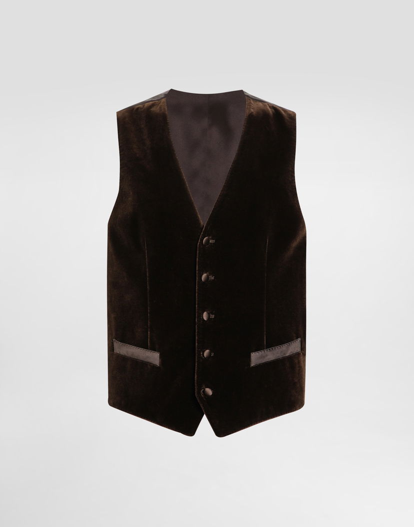 Vesta Dolce & Gabbana Dolce & Gabbana Smooth Velvet Vest Hnedá | G702UTFUVG7M0937