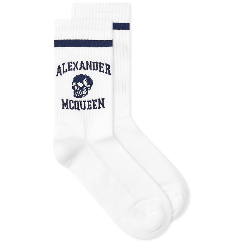 Ponožky Alexander McQueen Varsity Skull Logo Socks Biela | 7582954102Q-9038