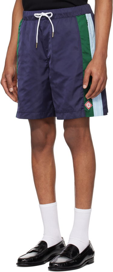 Šortky Casablanca Casablanca Pinstripe Laurel Track Shorts Navy | MS25-TR-273-01, 3
