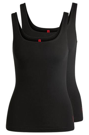 Tielko BOSS Two-Pack Stretch-Cotton Vests with Logo Čierna | 50469682