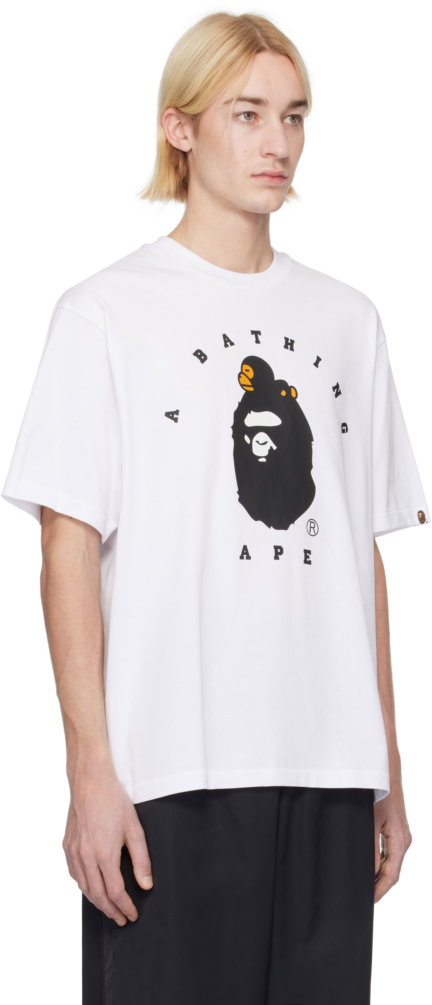 Tričko BAPE Milo College Graphic Relaxed Fit T-Shirt Biela | 002TEK801301M, 1