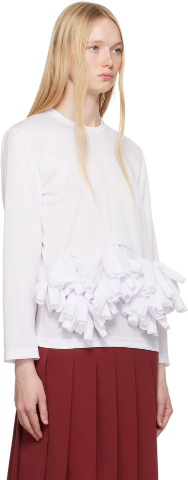 Tričko Comme des Garçons Comme des Garçons Ruffle Detail Long Sleeve T-Shirt Biela | RO-T002-S25, 1