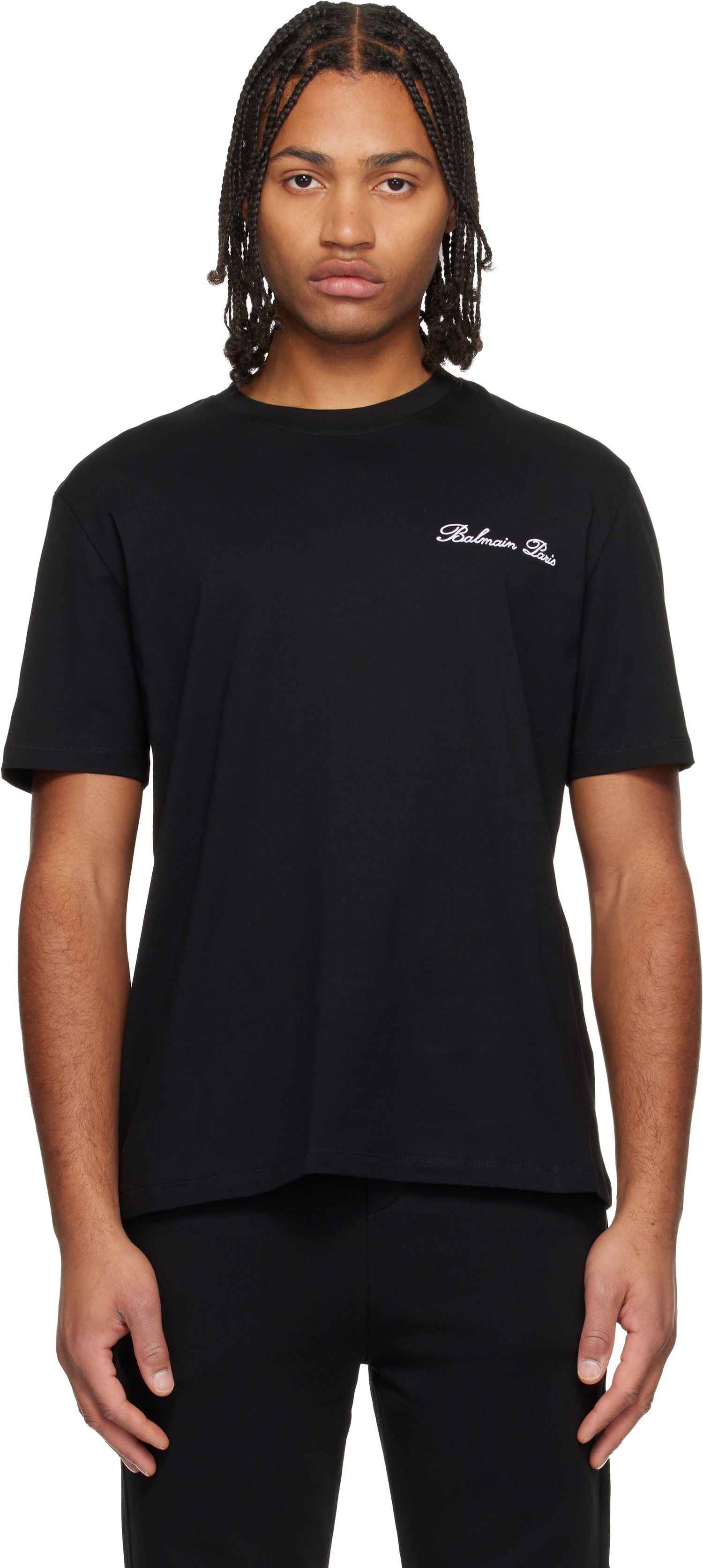 Tričko Balmain Embroidered Balmain Paris Signature T-shirt Čierna | FH1EG000BC68, 0