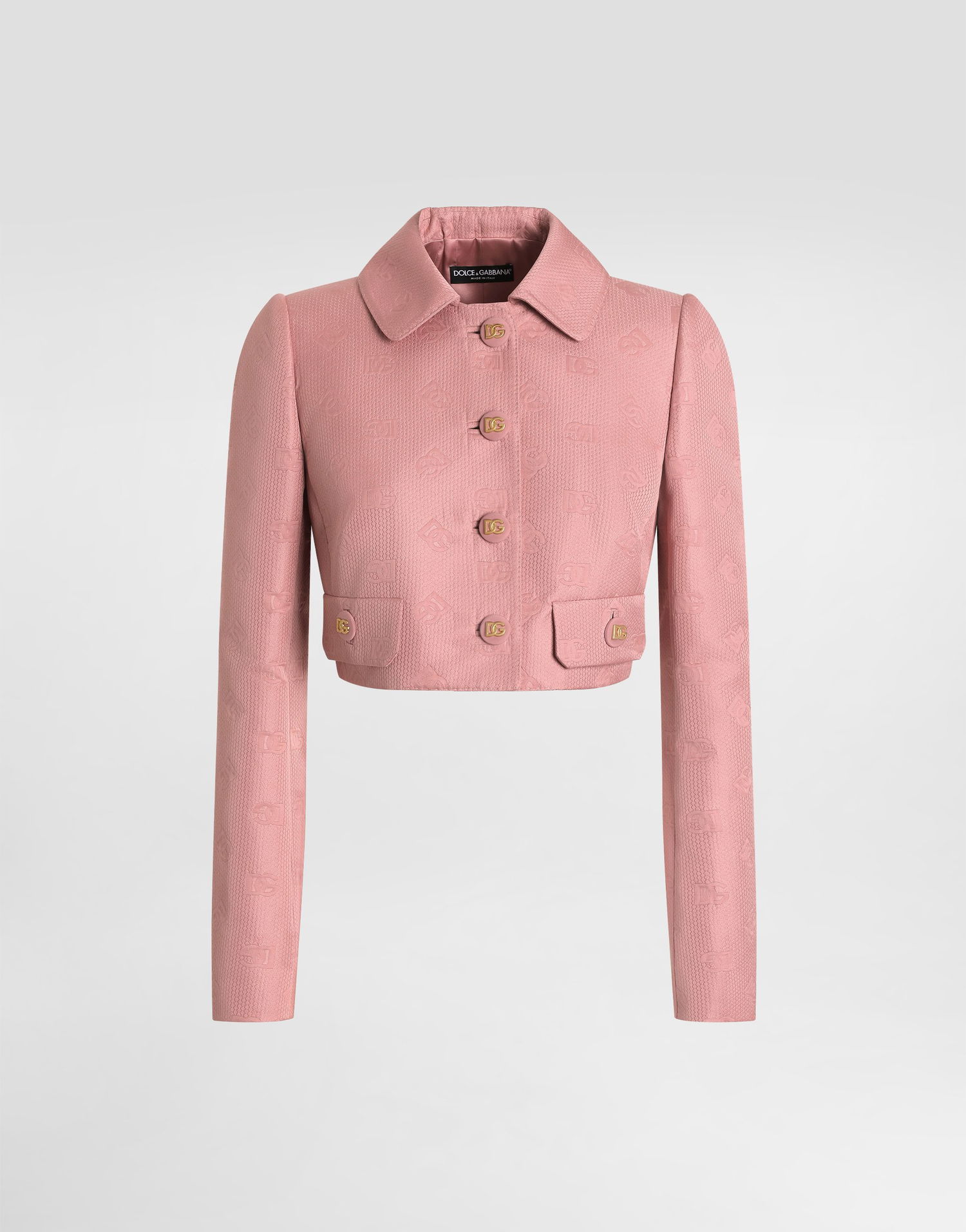 Bunda Dolce & Gabbana Dolce & Gabbana Women's Cropped Jacquard Jacket with DG Logo Ružová | F27DTTHJMQNF0473, 0