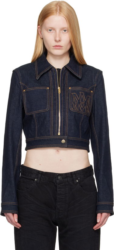 Bunda AMIRI AMIRI Zip Up Cropped Denim Jacket Modrá | AWDNWJ1007, 0