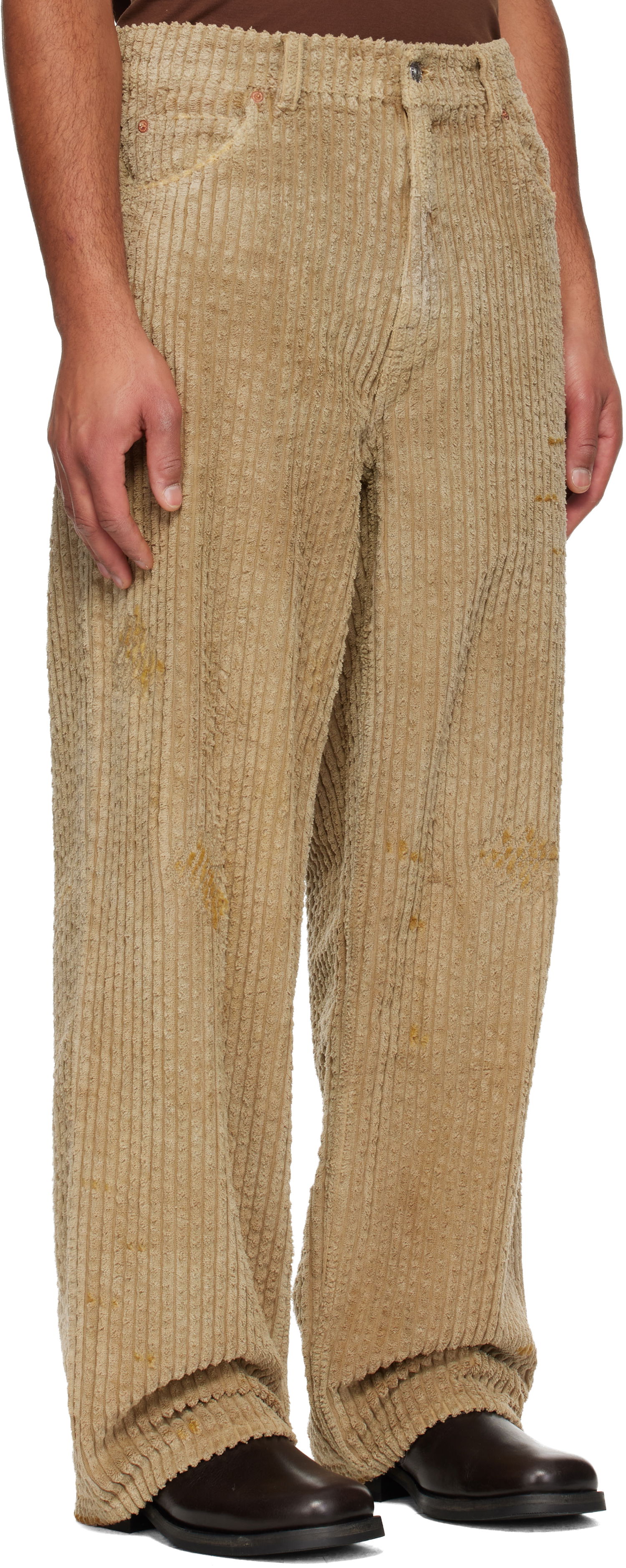 Nohavice OUR LEGACY Vast Cut Distressed Corduroy Trousers Béžová | M4255VT, 1