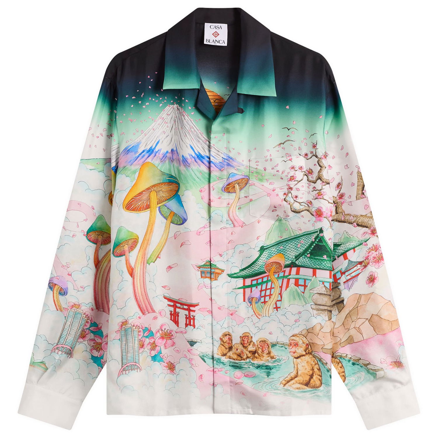 Košeľa Casablanca Cuban Collar Long Sleeve Silk Twill Shirt, Size Large, Casablanca Rôznofarebný | U-AW25-SH-006-03, 1