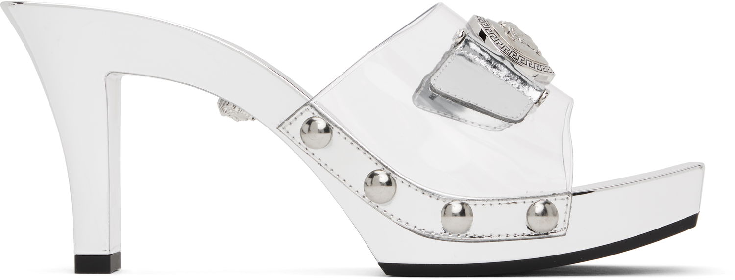 Starostlivosť o obuv Versace Versace Medusa Buckle Transparent Heeled Sandals Metalická | 1014369_1A10007_2T08P, 0