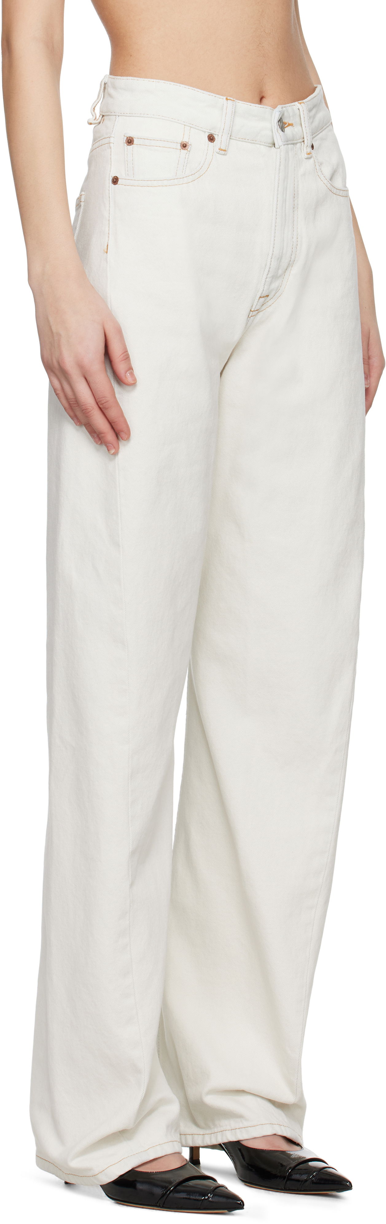 Džínsy Maison Margiela MM6 Maison Margiela Contrast Stitch Jeans Biela | S62LB0184 M30018, 1