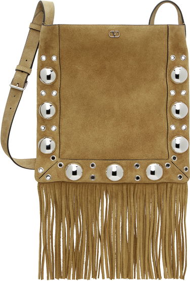 Taška cez rameno Valentino Suede Shoulder Bag with Fringe Béžová | 6W2B0R33JET, 0