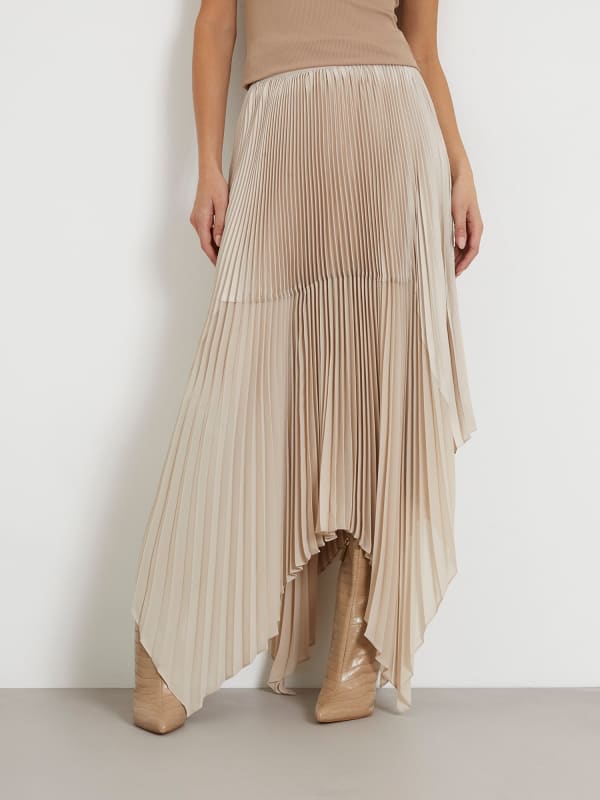 Sukňa GUESS Pleated Midi Skirt Béžová | W4RD85WFXF2, 0