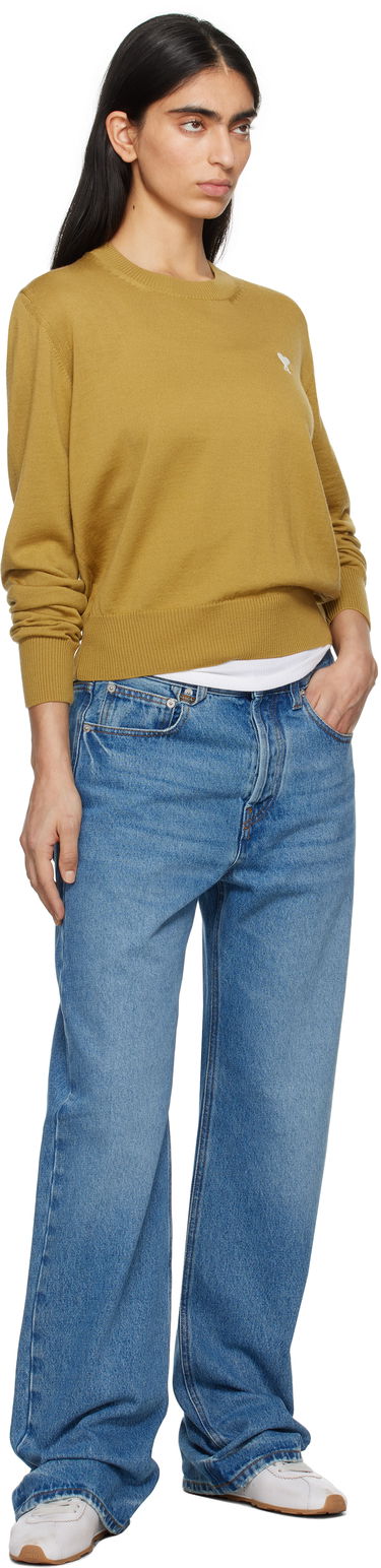 Sveter AMI AMI Paris Ami de Coeur Crew Neck Wool Sweater Žltá | FKS121.KN0025, 3