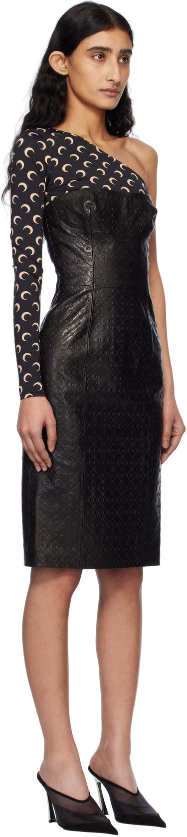 Šaty Marine Serre Marine Serre Moonogram Embossed Leather Midi Dress Čierna | WDR315A RLEA0021, 1