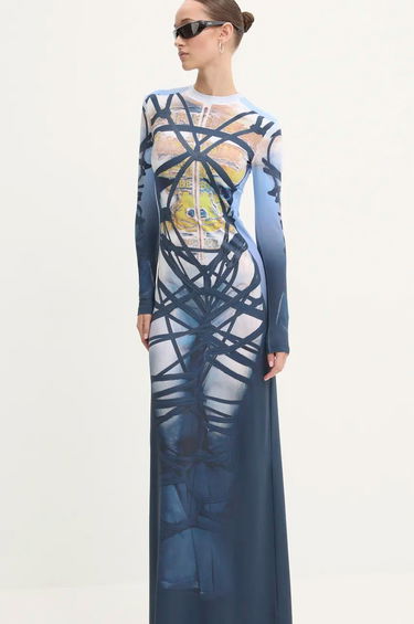 Šaty Y/PROJECT Bondage Print Maxi Dress Modrá | 104DR006, 1