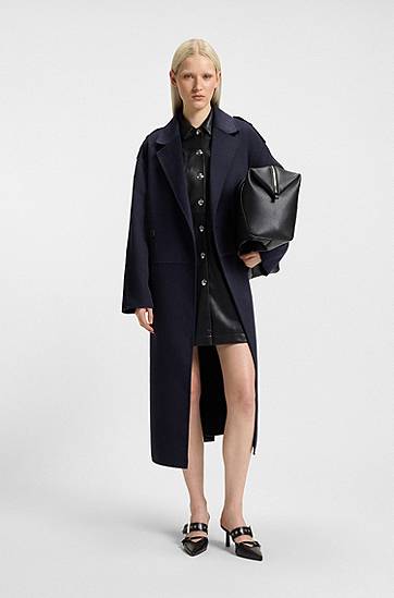 Kabáty BOSS Oversized Double-Breasted Coat Navy | 50542299, 1
