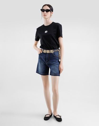 Tričko Dolce & Gabbana Dolce & Gabbana Jersey T-Shirt with DG Logo Embroidery Čierna | F8V42ZGDCYEN0000, 1