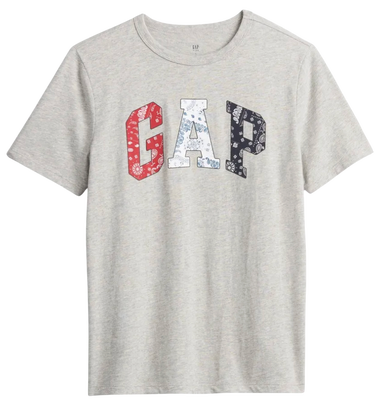 Tričko GAP T-Shirt Classic Logo Bandana Print Šedá | 768087-00, 0