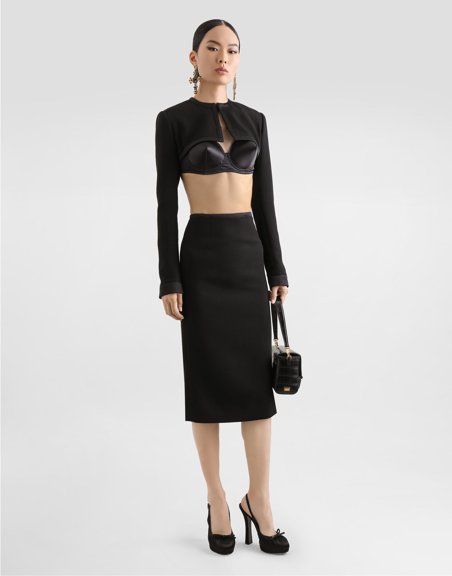 Bunda Dolce & Gabbana Dolce & Gabbana Wool Crepe Shrug Čierna | F27FITFUBD2N0000, 1