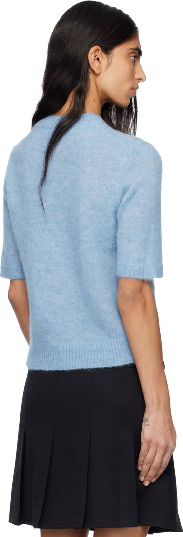 Sveter GANNI Fine Brushed Alpaca Puppies Short-Sleeve Sweater Modrá | K2517, 2