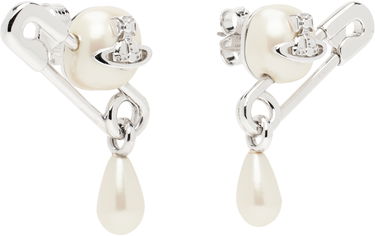 Náušnice Vivienne Westwood Vivienne Westwood Claude Pearl Drop Safety Pin Earrings Biela | 62010363-02P103-, 1