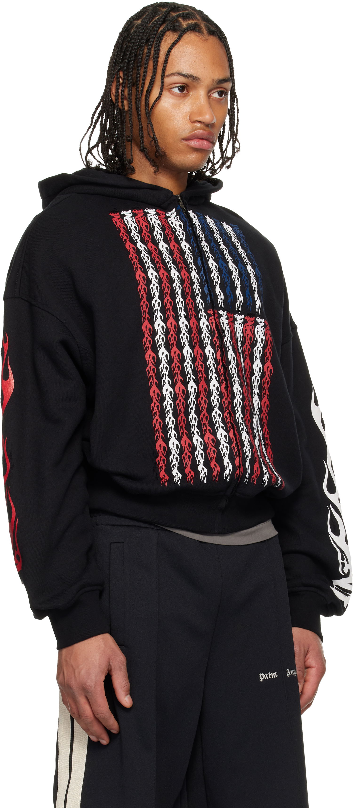 Mikina Palm Angels Palm Angels Flames Flag Zip Hoodie Čierna | PMBE02CF25FLE0011084, 1