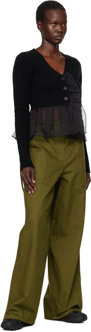 Sveter Cecilie Bahnsen Ruffle Trim Cropped Cardigan Čierna | 4.24KNI52001 PHLOX CARDIGAN, 3