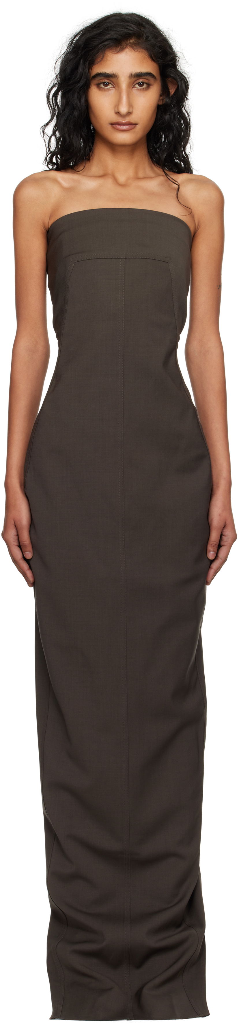 Šaty Rick Owens Rick Owens Concordians Bustier Maxi Dress Hnedá | RP02E4524 WST