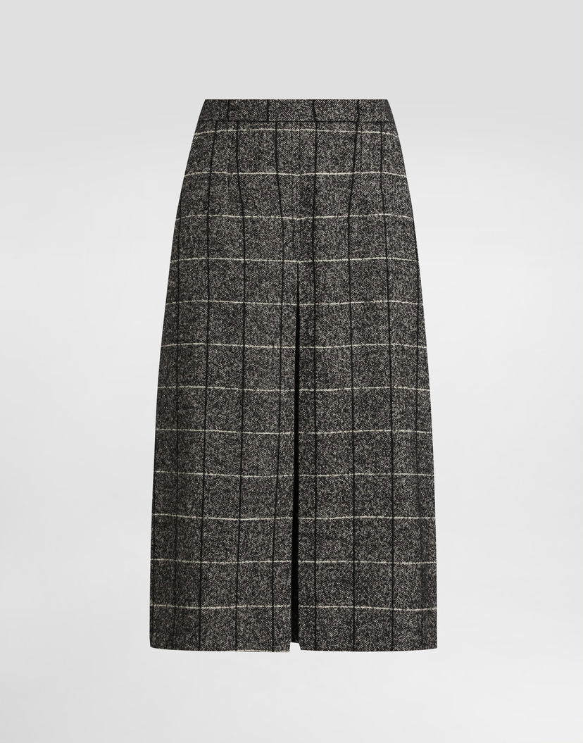Sukňa Dolce & Gabbana Dolce & Gabbana Wool Blend Check A-Line Skirt Šedá | F4C61TFQZAJS8100