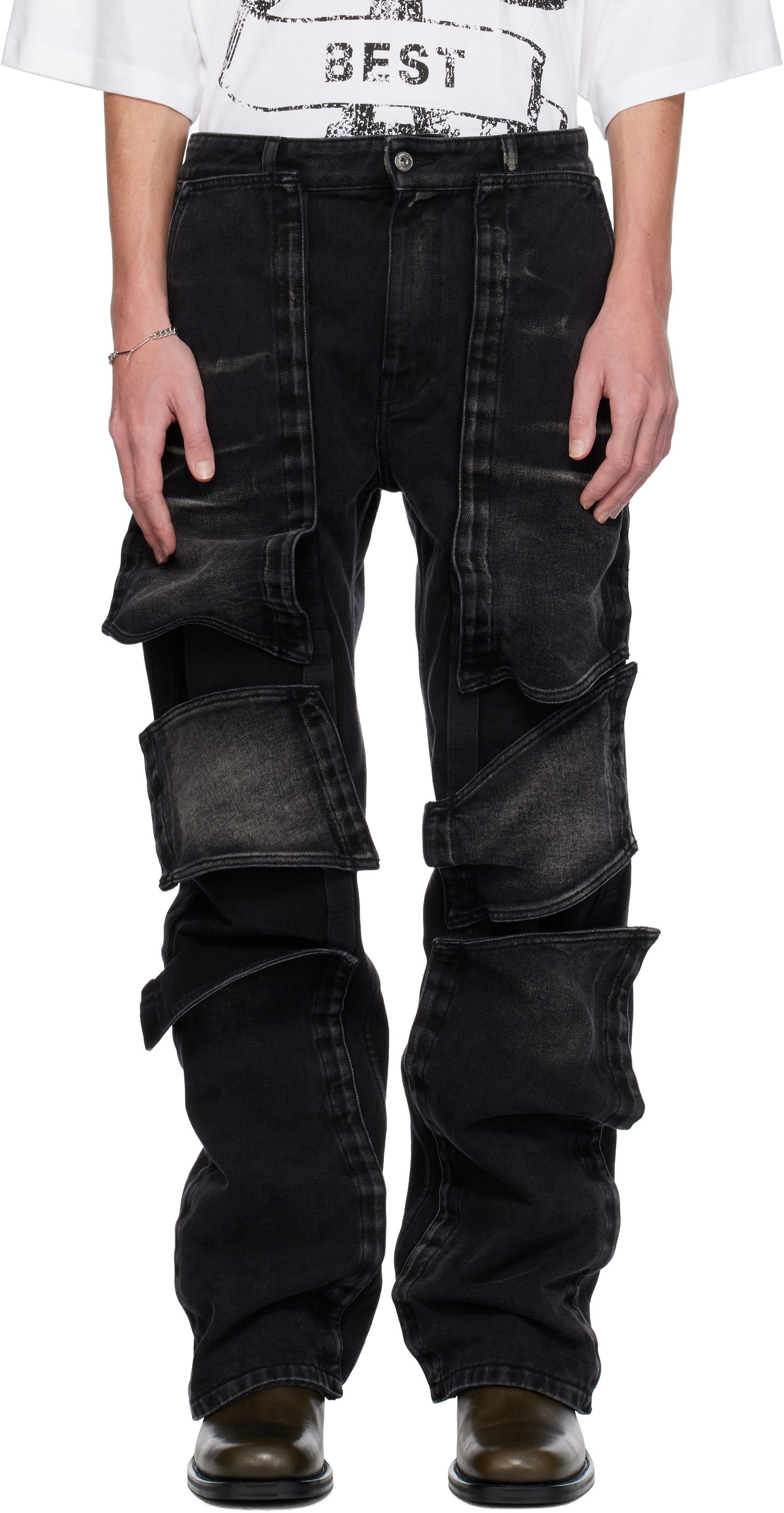 Cargo nohavice Y/PROJECT Velcro Multi Panel Jeans Čierna | 207PA020, 0