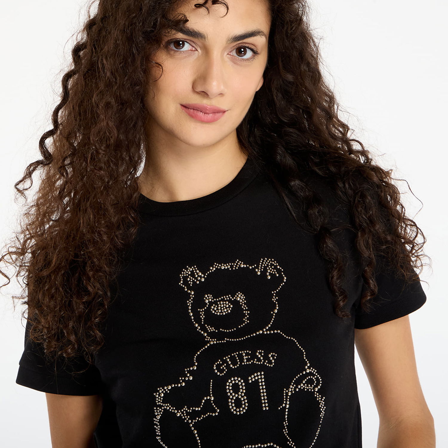 Tričko GUESS Short Sleeve Rhinestone Teddy Bear Unique Attitude T-Shirt Čierna | V5BI16K8FQ4-JBLK, 1