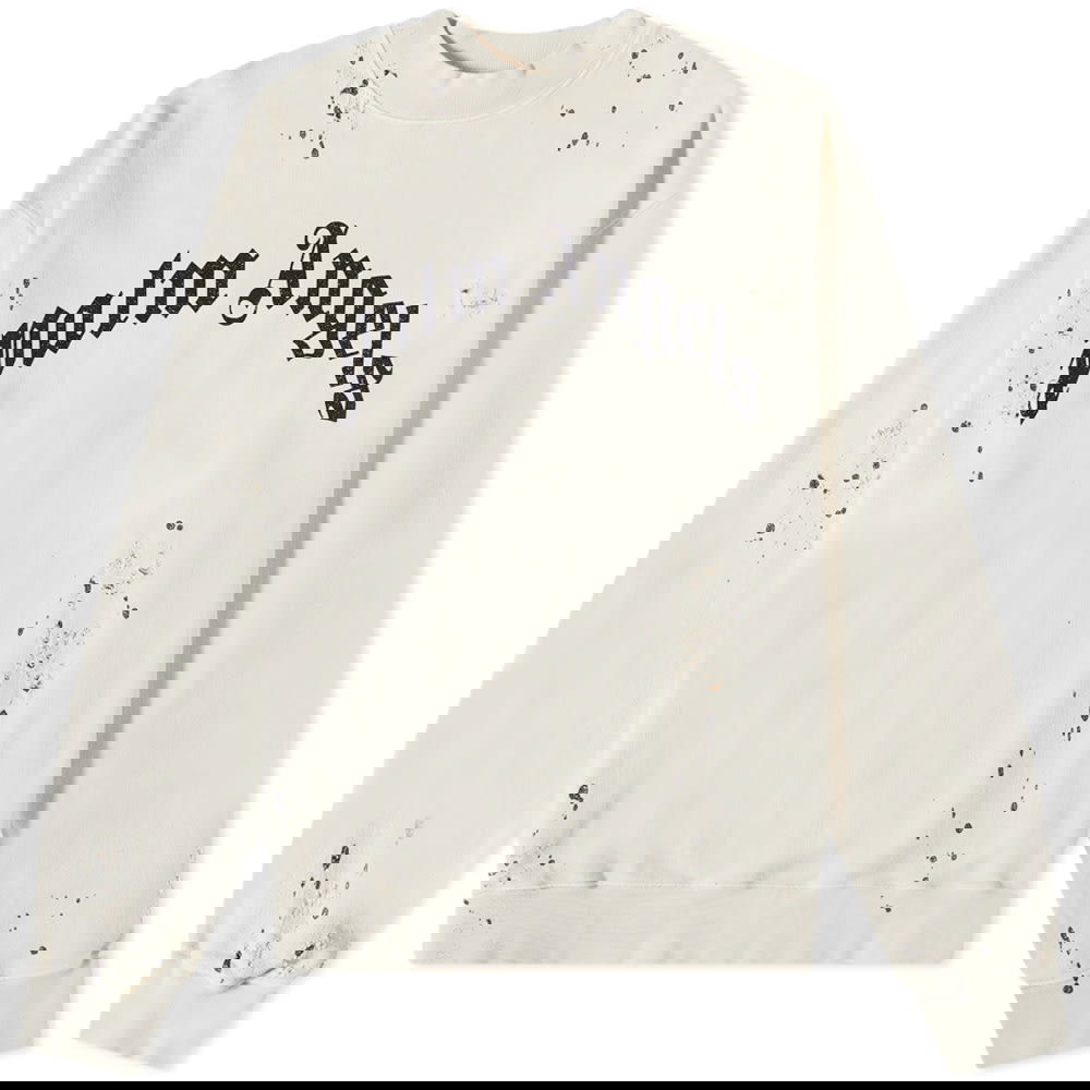 Mikina Palm Angels Glittered Logo Crew Sweat Béžová | PMBA065F22FLE0070310, 0